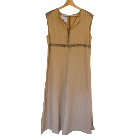 Max Mara Linen Crochet Detail Sheath Maxi Dress Size 8 - Picture 2 of 8